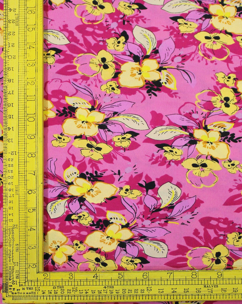 Light Pink And Multicolor Floral Print Polyester Crepe Fabric