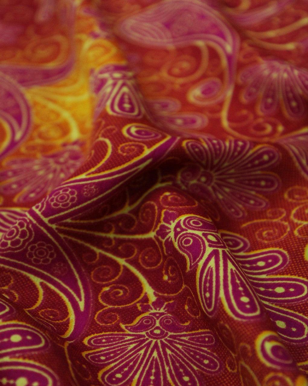 Pink And Multicolor Floral Print Polyester Crepe Fabric