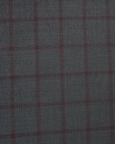 Black And Red Checks Woolen Suiting Fabric