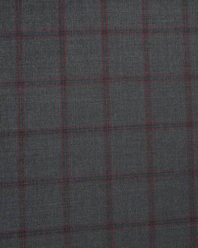 Black And Red Checks Woolen Suiting Fabric