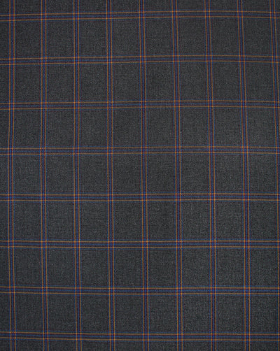 Black And Multicolor Checks Woolen Suiting Fabric