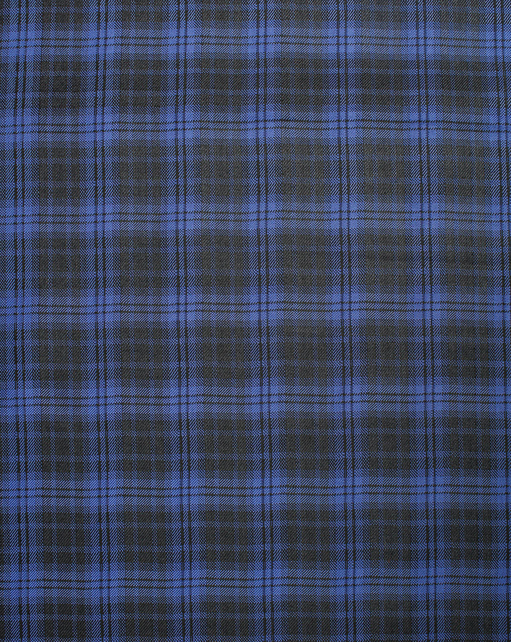 Blue And Black Checks Woolen Suiting Fabric