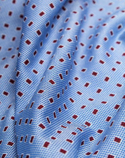 Blue And Red Abstract Design Cotton Print Fabric
