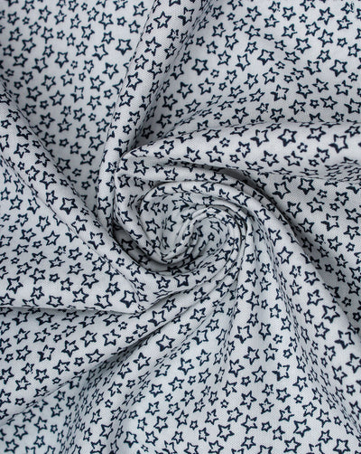 White And Black Star Design Cotton Print Fabric