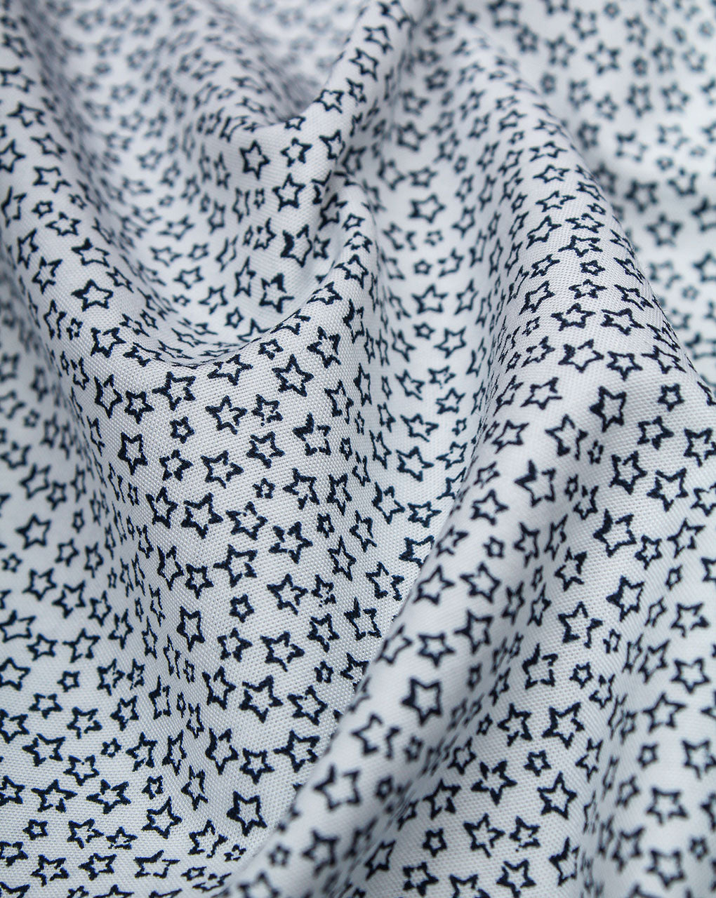 White And Black Star Design Cotton Print Fabric