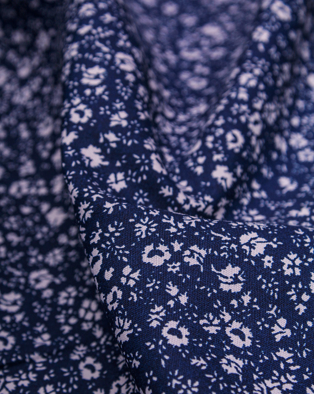 Navy Blue And Pink Floral Design Cotton Print Fabric
