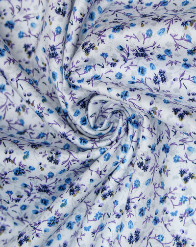 White And Multicolor Floral Design Cotton Print Fabric