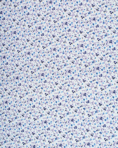 White And Multicolor Floral Design Cotton Print Fabric