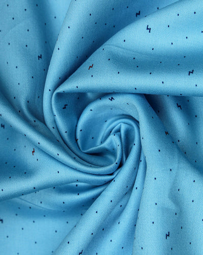 Sky Blue And Dark Blue Dots Design Cotton Print Fabric