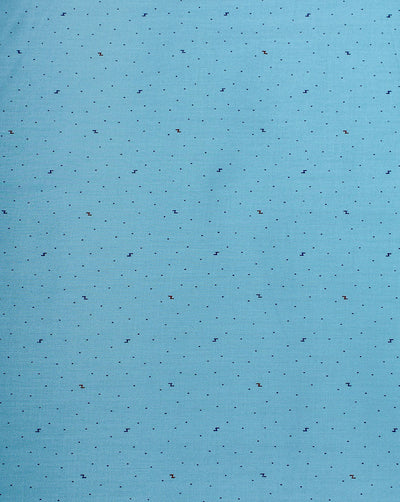 Sky Blue And Dark Blue Dots Design Cotton Print Fabric