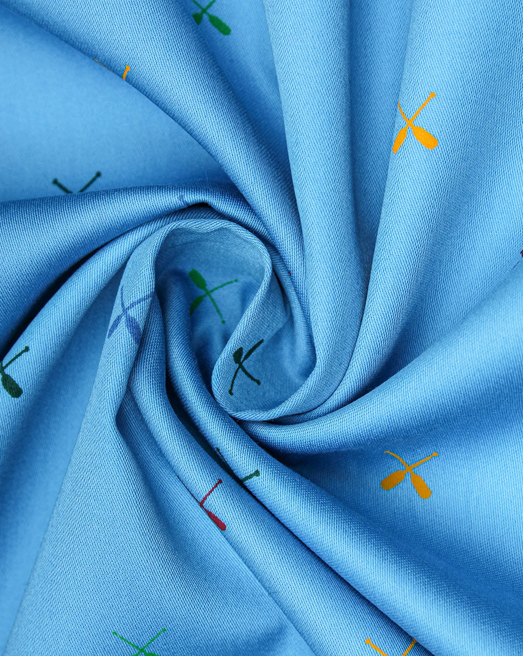 Light Blue And Green Floral Design Cotton Print Fabric