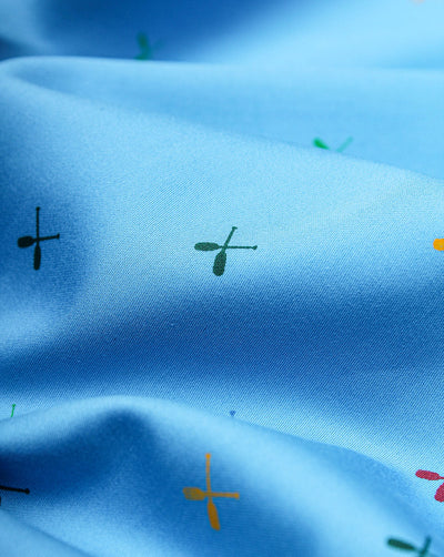 Light Blue And Green Floral Design Cotton Print Fabric