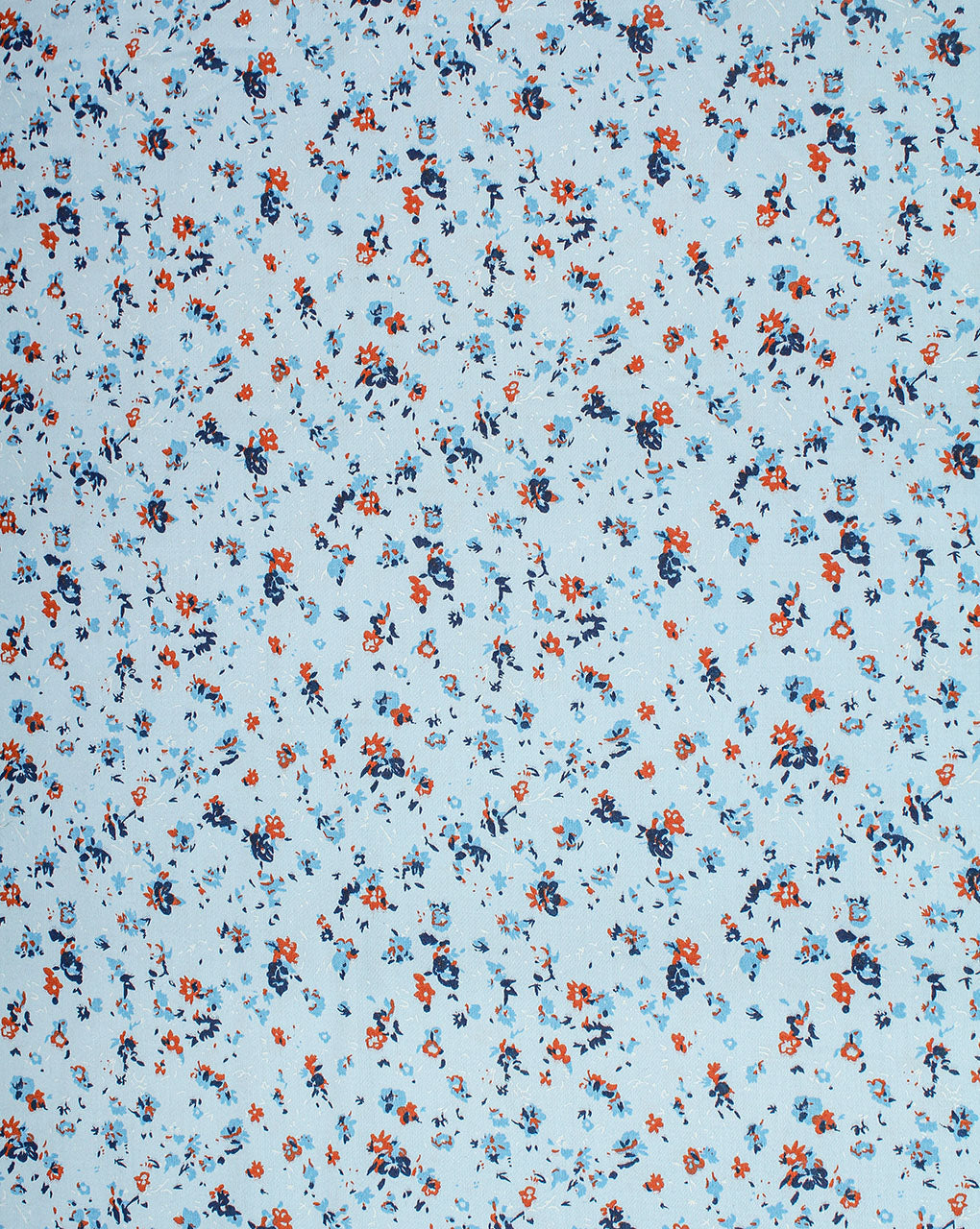 Sky Blue And Multicolor Floral Design Cotton Print Fabric
