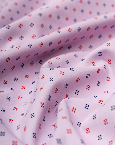 Light Pink And Black & Red Floral Design Cotton Print Fabric