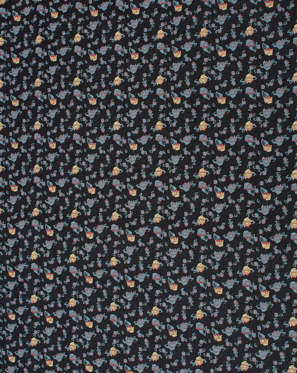 Black And Multicolor Floral Design Cotton Print Fabric
