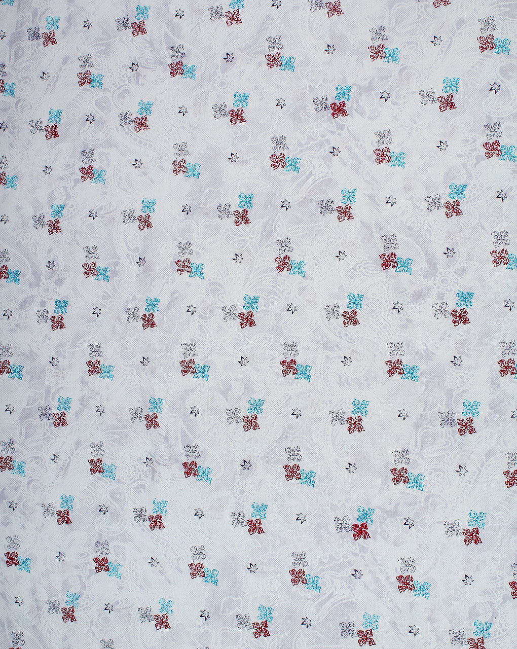 White And Multicolor Floral Design Cotton Print Fabric