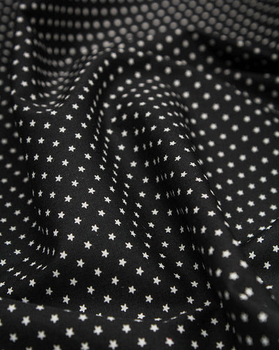 Black And White Star Design Cotton Print Fabric