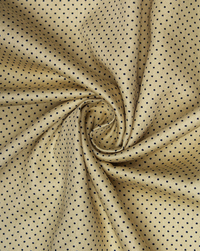 Cream And Black Polka Dot Design Cotton Print Fabric