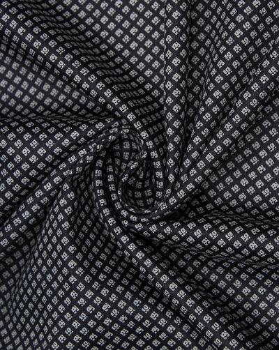 Black And White Abstract Design Cotton Print Fabric