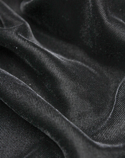 Plain Black Polyester Velvet Fabric