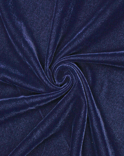 Plain Navy Blue Polyester Velvet Fabric