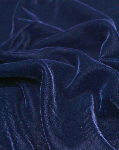 Plain Navy Blue Polyester Velvet Fabric
