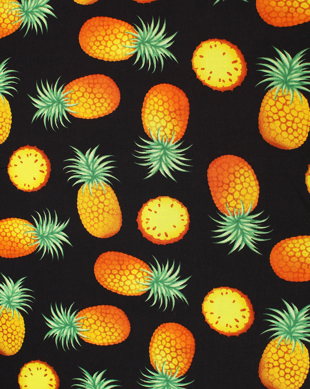 Black And Multicolor Pineapple Design Rayon Fabric