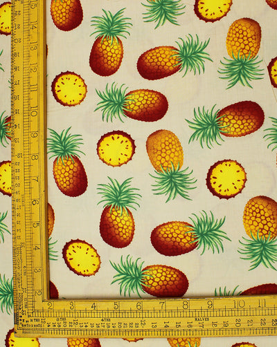 Beige And Multicolor Pineapple Design Rayon Fabric