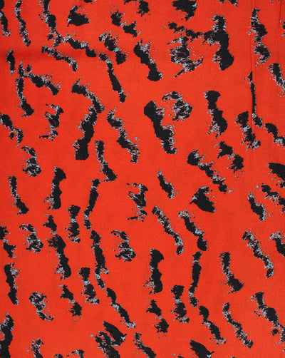 Orange And Black Abstract Design Rayon Fabric