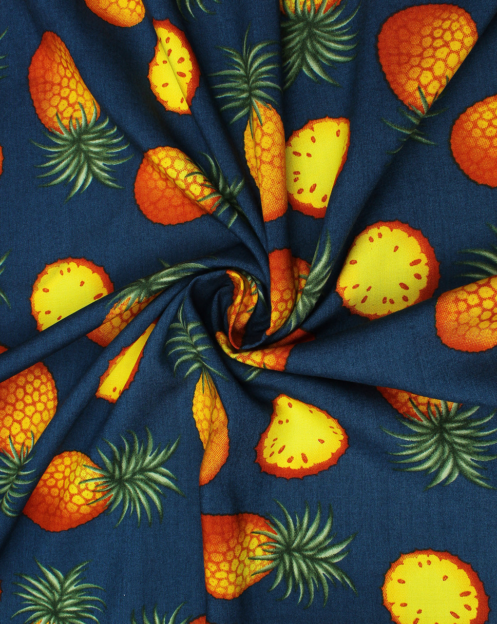 Steal Green And Multicolor Pineapple Design Rayon Fabric