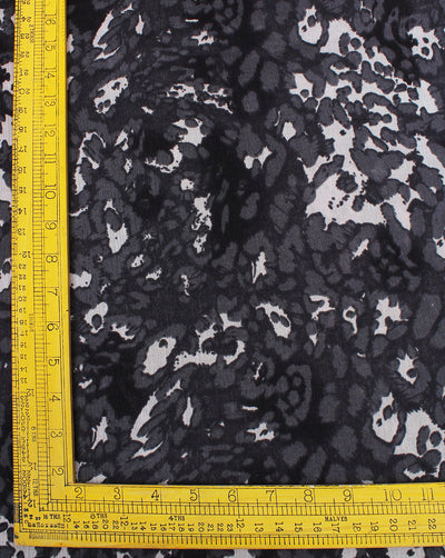 Black  And White Animal Design Rayon Crepe Fabric