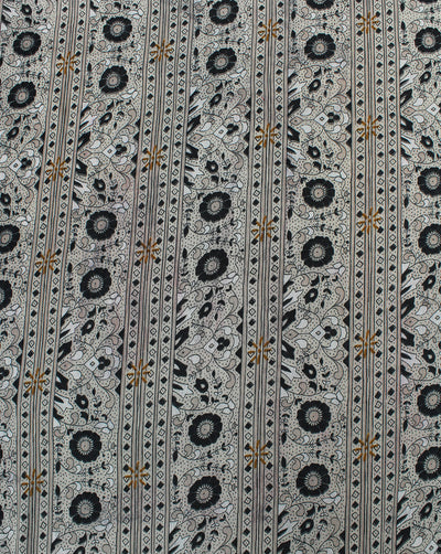 Grey  And Multicolor Paisley Design Rayon Crepe Fabric