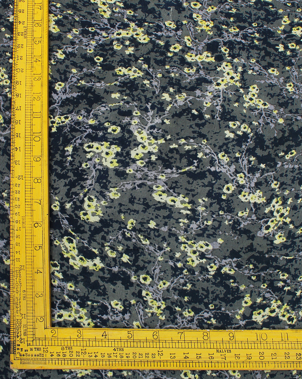 Grey  And Multicolor Floral Design Rayon Crepe Fabric