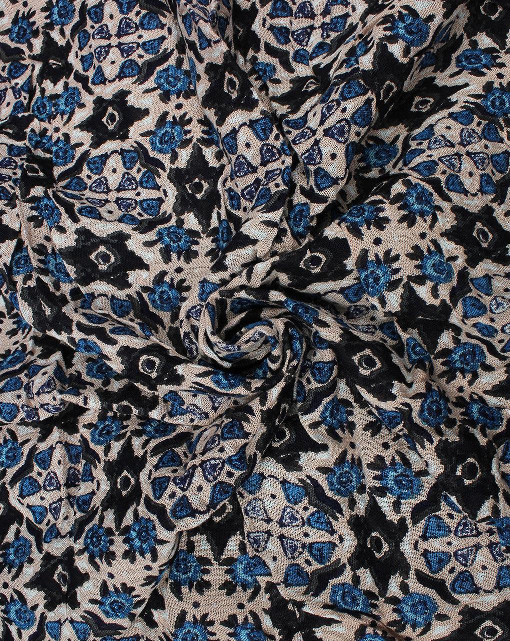 Light Pink  And Multicolor Floral Design Rayon Crepe Fabric