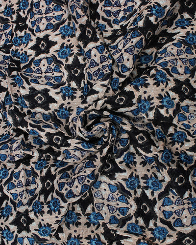 Light Pink  And Multicolor Floral Design Rayon Crepe Fabric