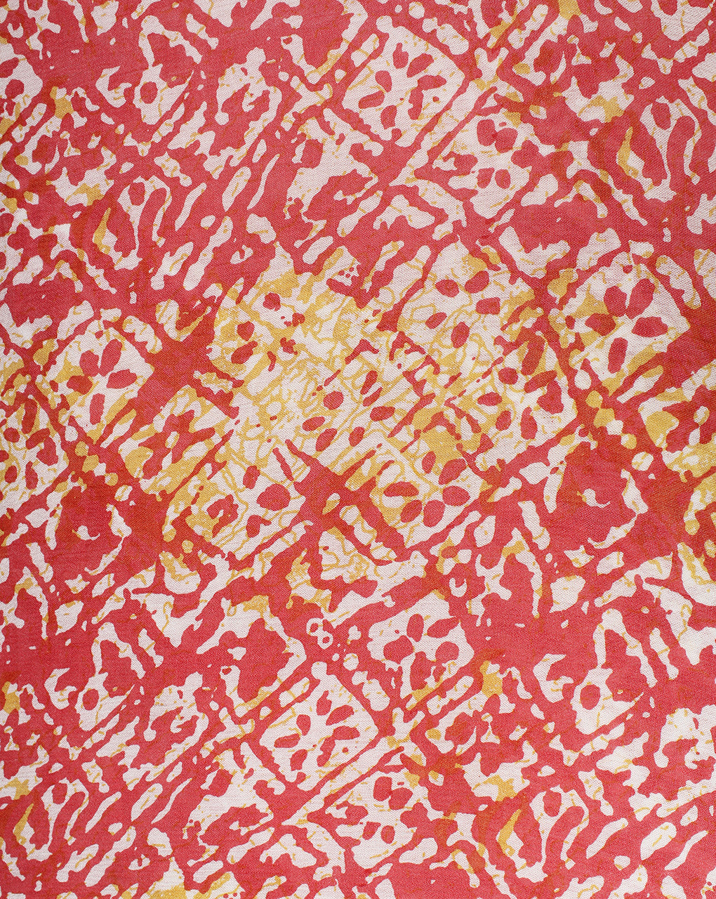 Red  And White Floral Design Rayon Crepe Fabric
