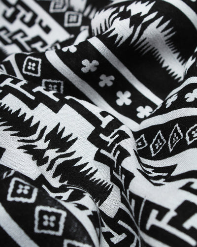 Black  And White Abstract Design Rayon Crepe Fabric