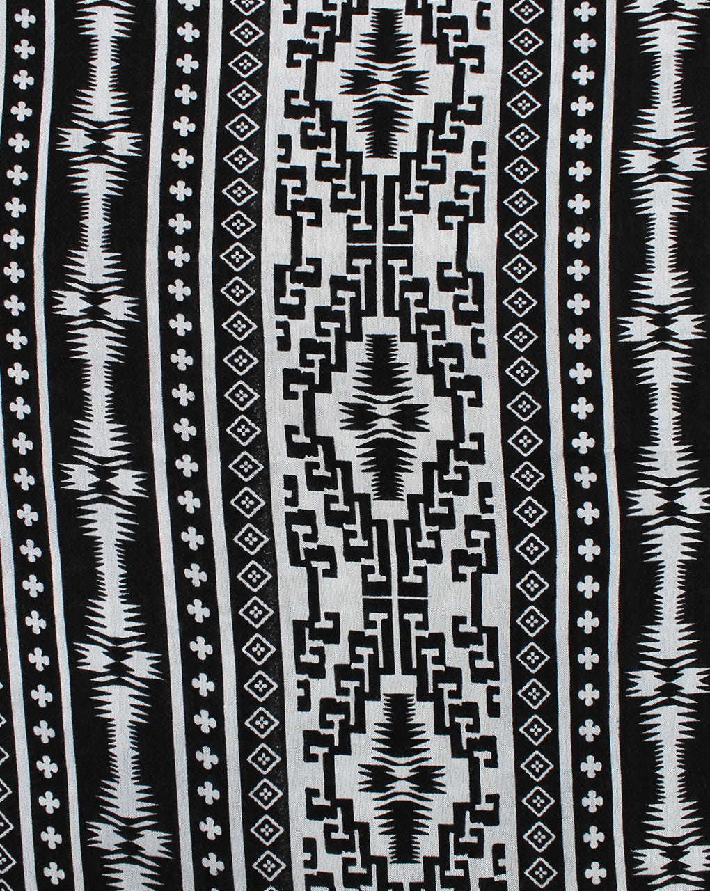 Black  And White Abstract Design Rayon Crepe Fabric