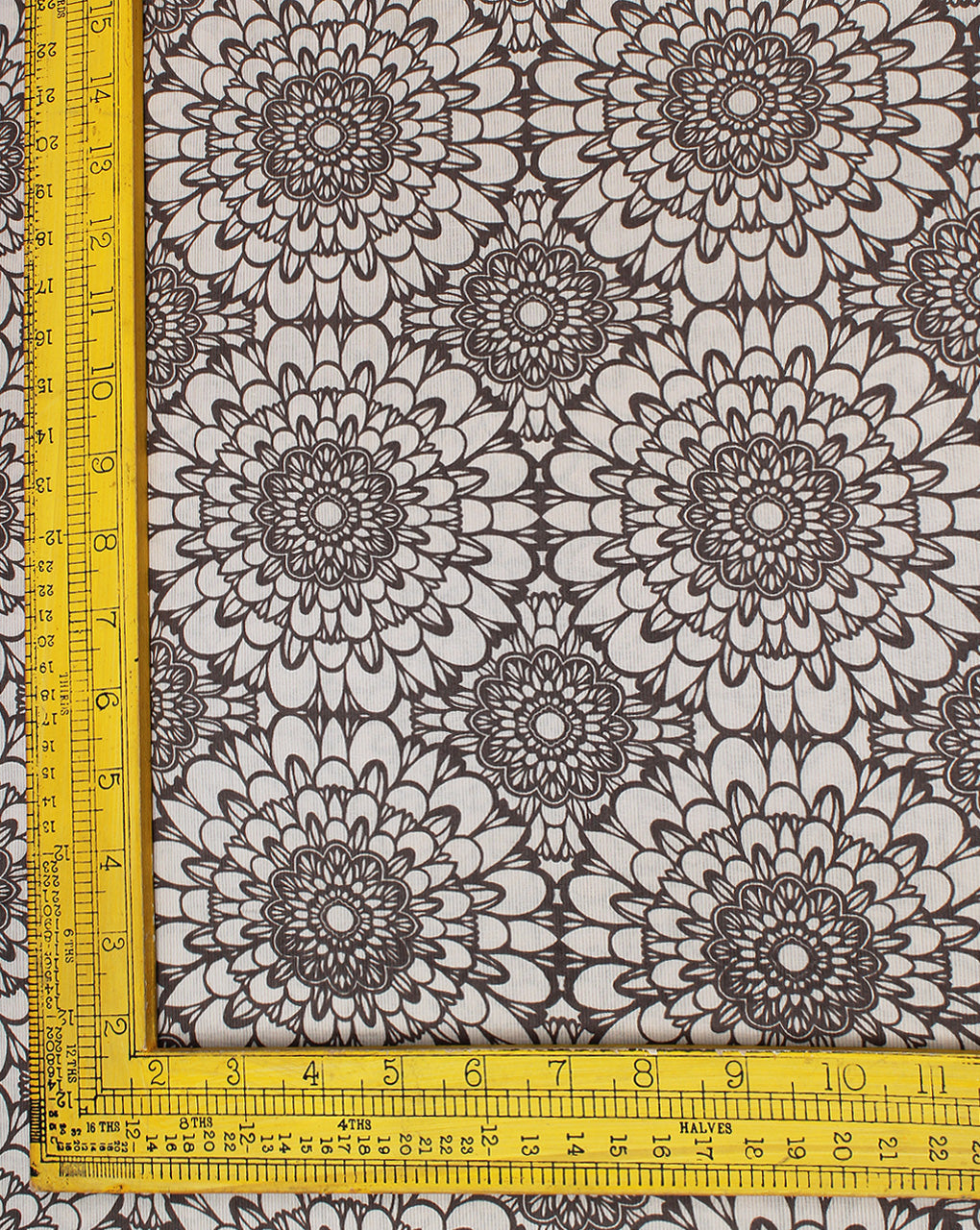 Light Grey And Light Brown Floral Printed Cotton Cambric Fabric