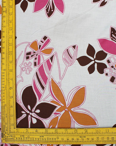 Multicolor And Floral Design Cotton Cambric Fabric