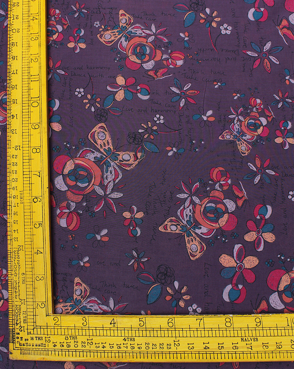 Purple And Multicolor Floral Design 1 Cotton Cambric Fabric