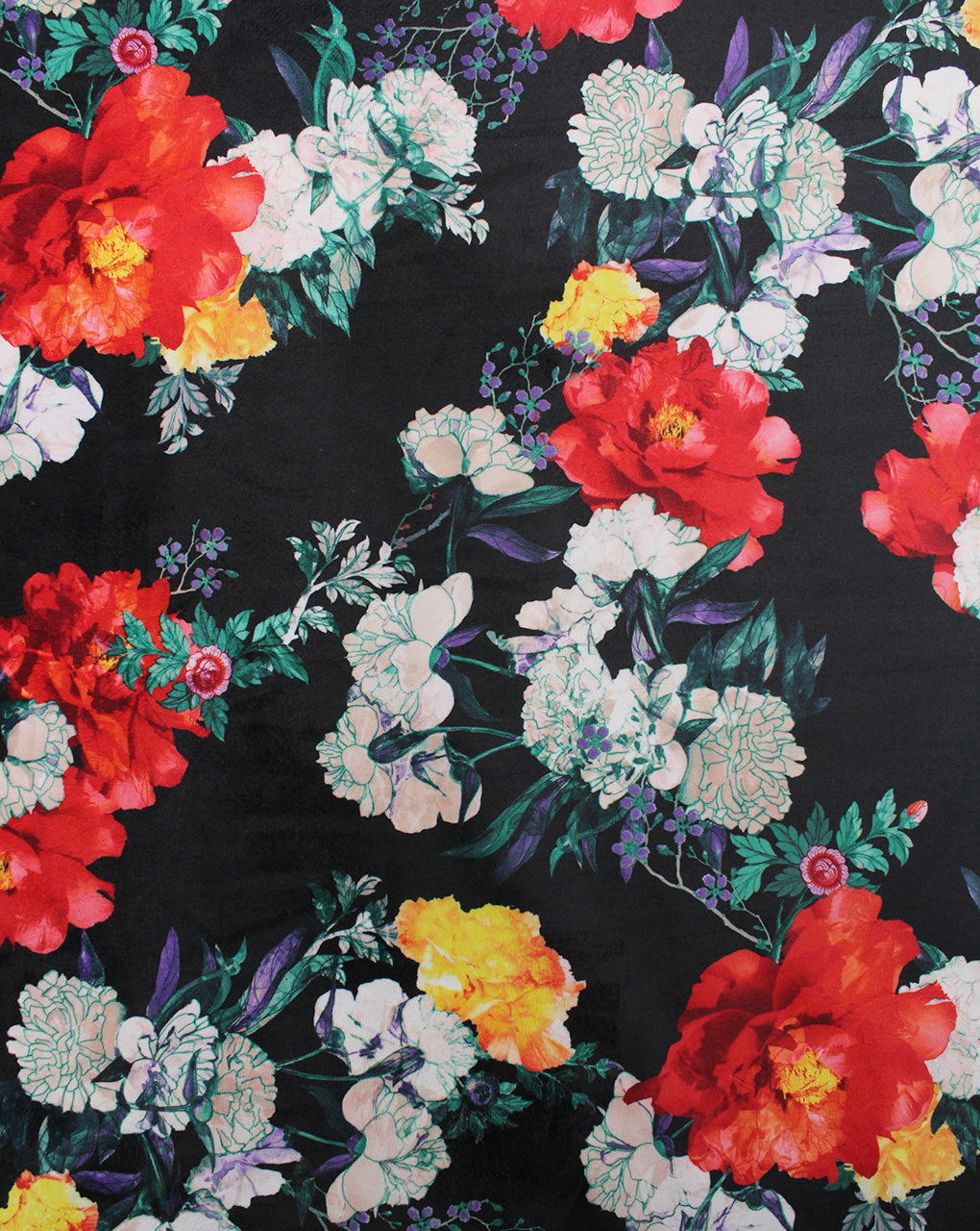Multicolor Floral Print Velvet Fabric