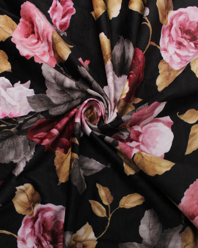 Multicolor Floral Print Velvet Fabric