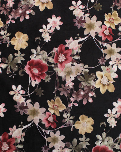 Multicolor Floral Print Velvet Fabric