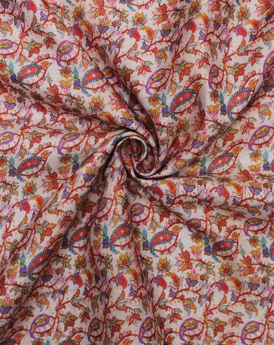 Beige Paisley Design Polyester Printed Fabric