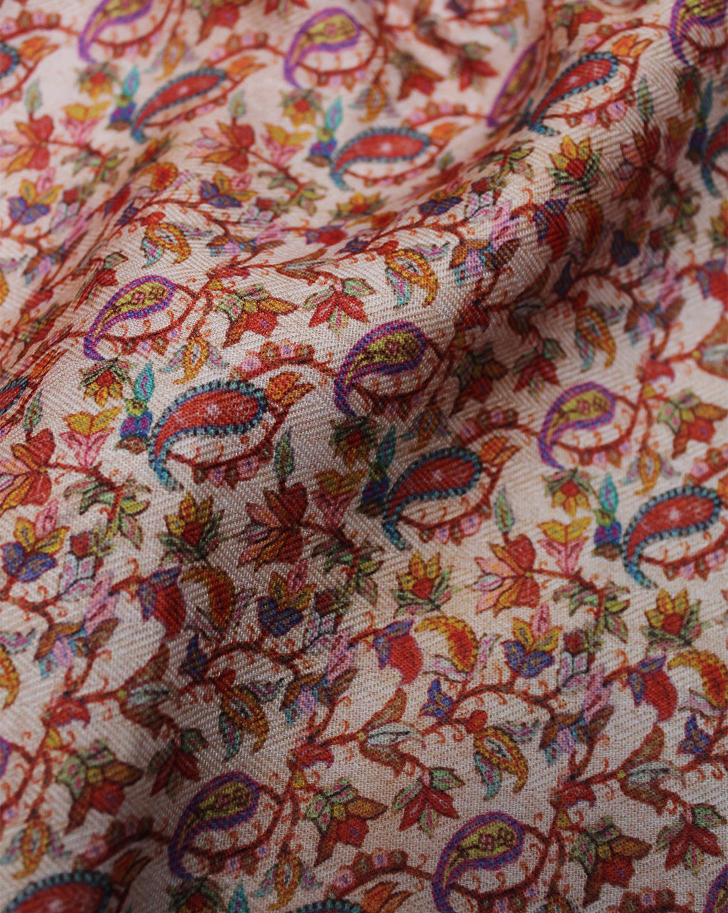 Beige Paisley Design Polyester Printed Fabric