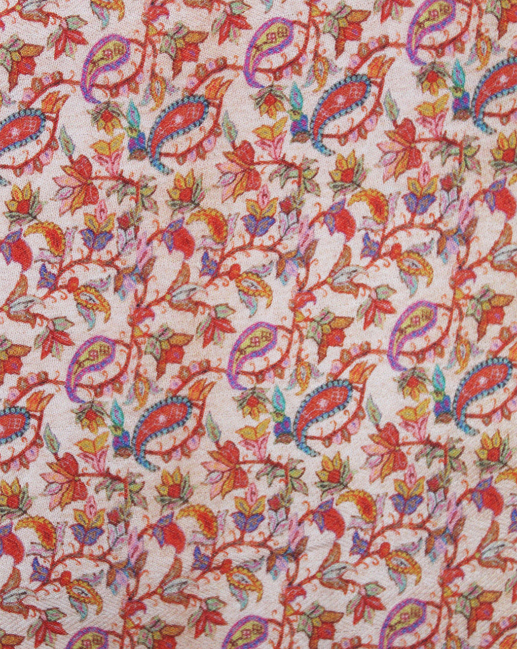 Beige Paisley Design Polyester Printed Fabric