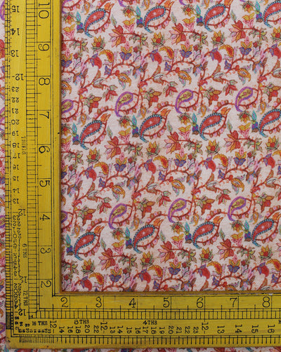 Beige Paisley Design Polyester Printed Fabric