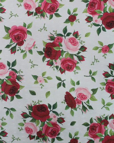 Cream Floral Design Polyester Printed Fabric