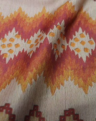 Beige Abstract Design Polyester Printed Fabric